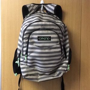 DAKINE backpack gray and white stripe with green